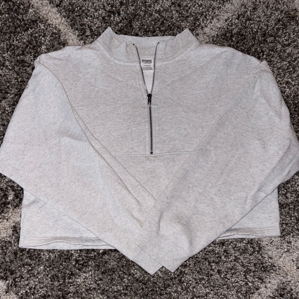 PINK Victoria's Secret Gray Half-Zip Sweater